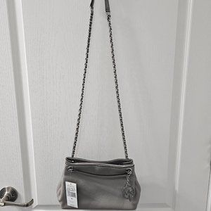 NWT Michael Kors Jet Set Grey Chain Messenger Leather Crossbody